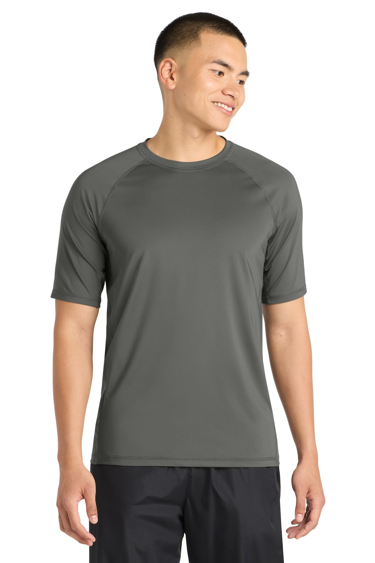 Sport-Tek Rashguard Tee. ST470 - Dark Smoke Grey - front