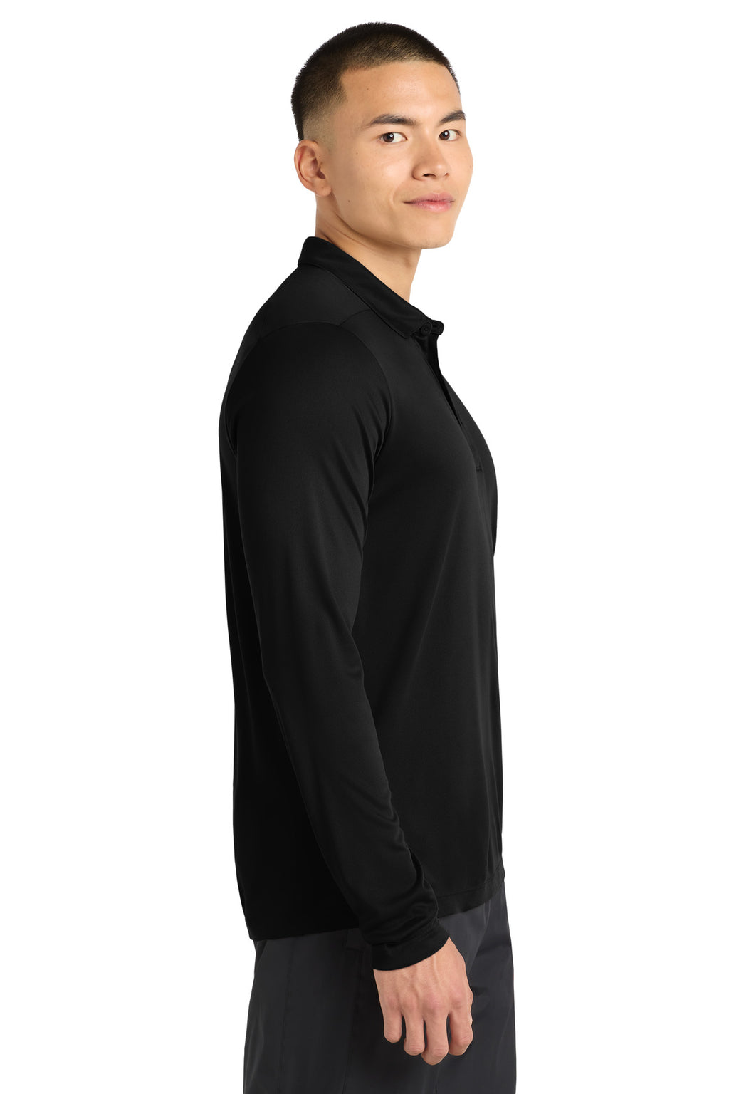 Sport-Tek Posi-UV Pro Long Sleeve Polo. ST520LS - Black - side