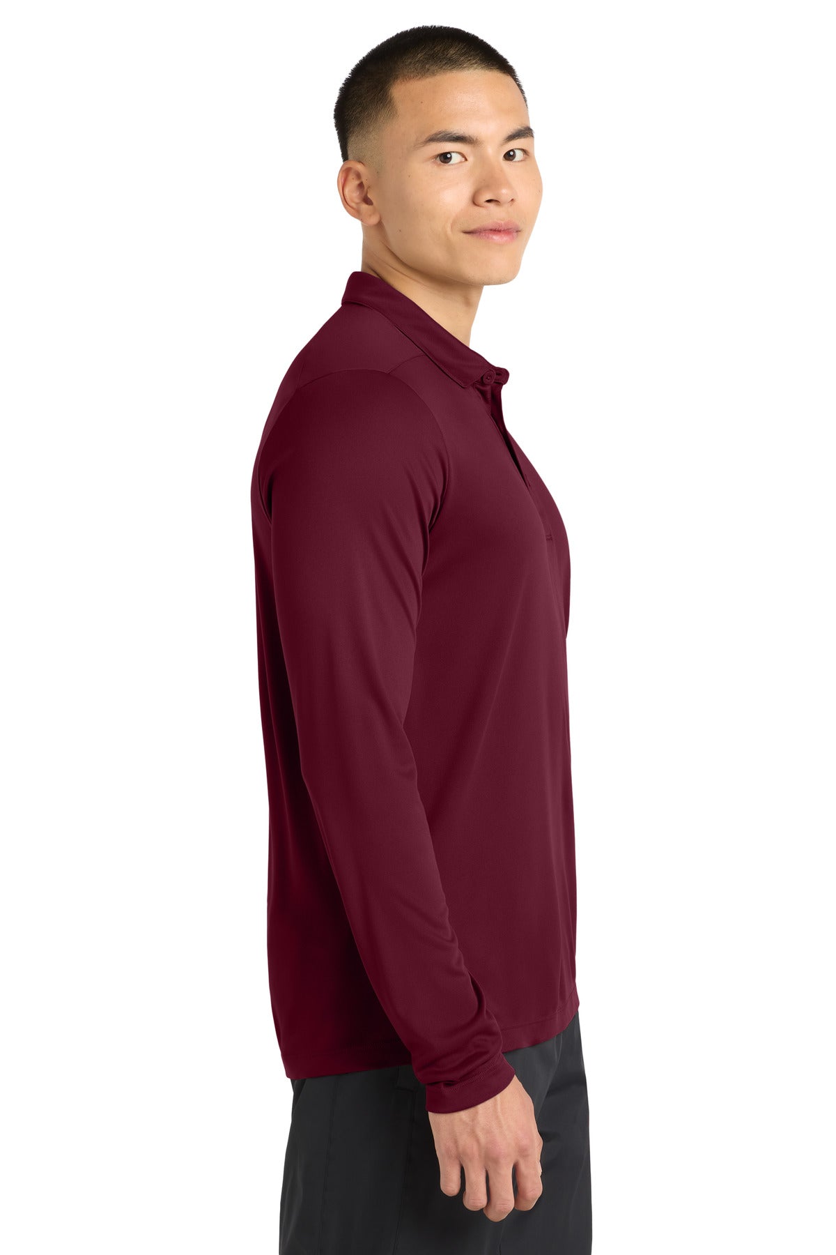 Sport-Tek Posi-UV Pro Long Sleeve Polo. ST520LS - Cardinal - side