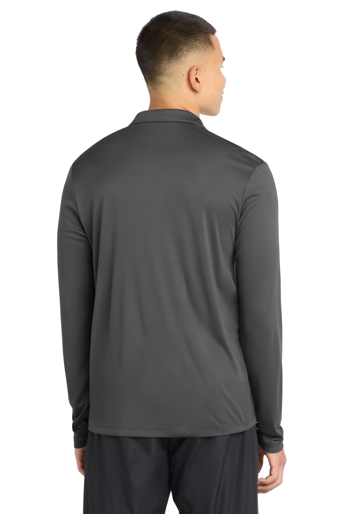Sport-Tek Posi-UV Pro Long Sleeve Polo. ST520LS - Dark Smoke Grey - back