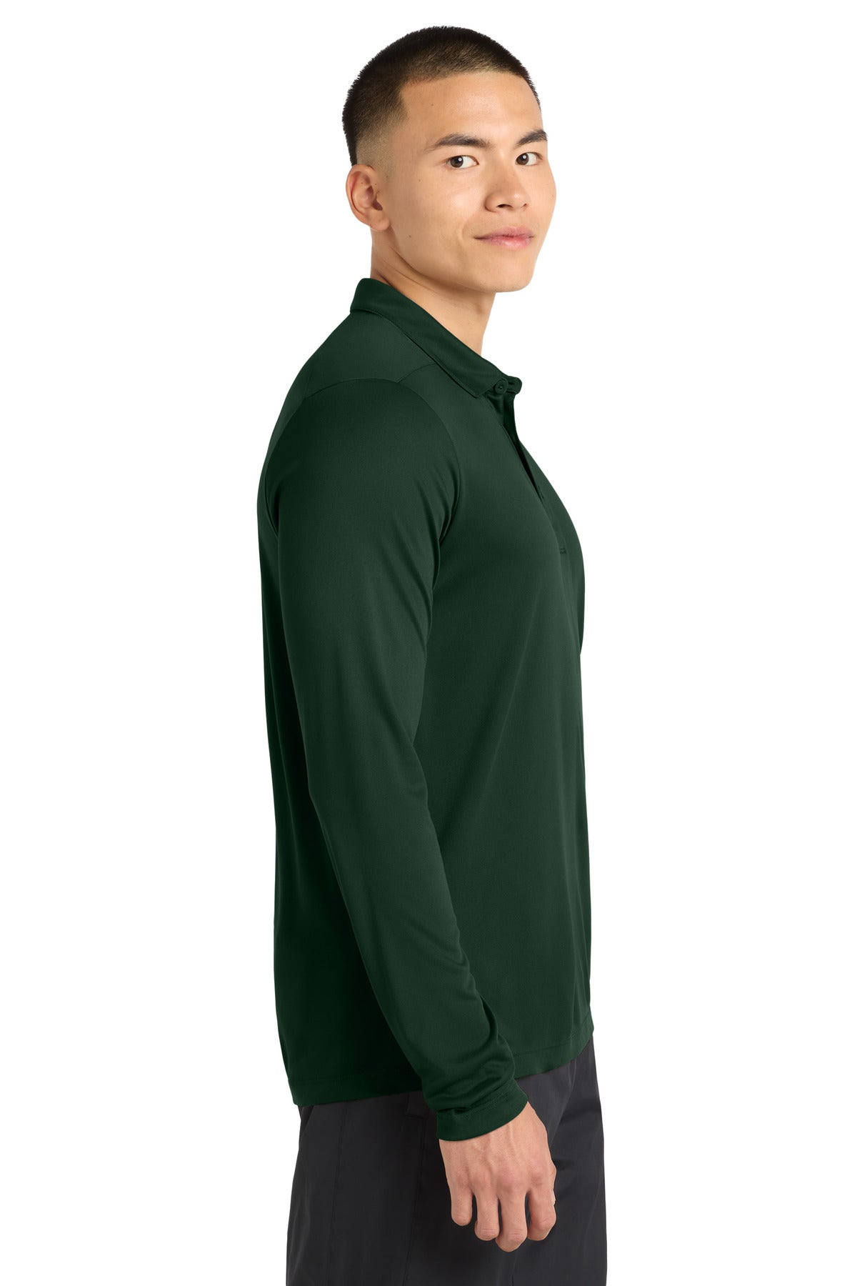 Sport-Tek Posi-UV Pro Long Sleeve Polo. ST520LS - Forest Green - side