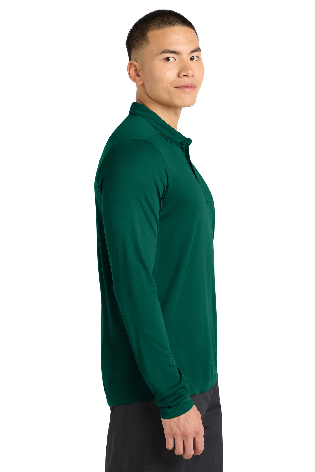 Sport-Tek Posi-UV Pro Long Sleeve Polo. ST520LS - Marine Green - side