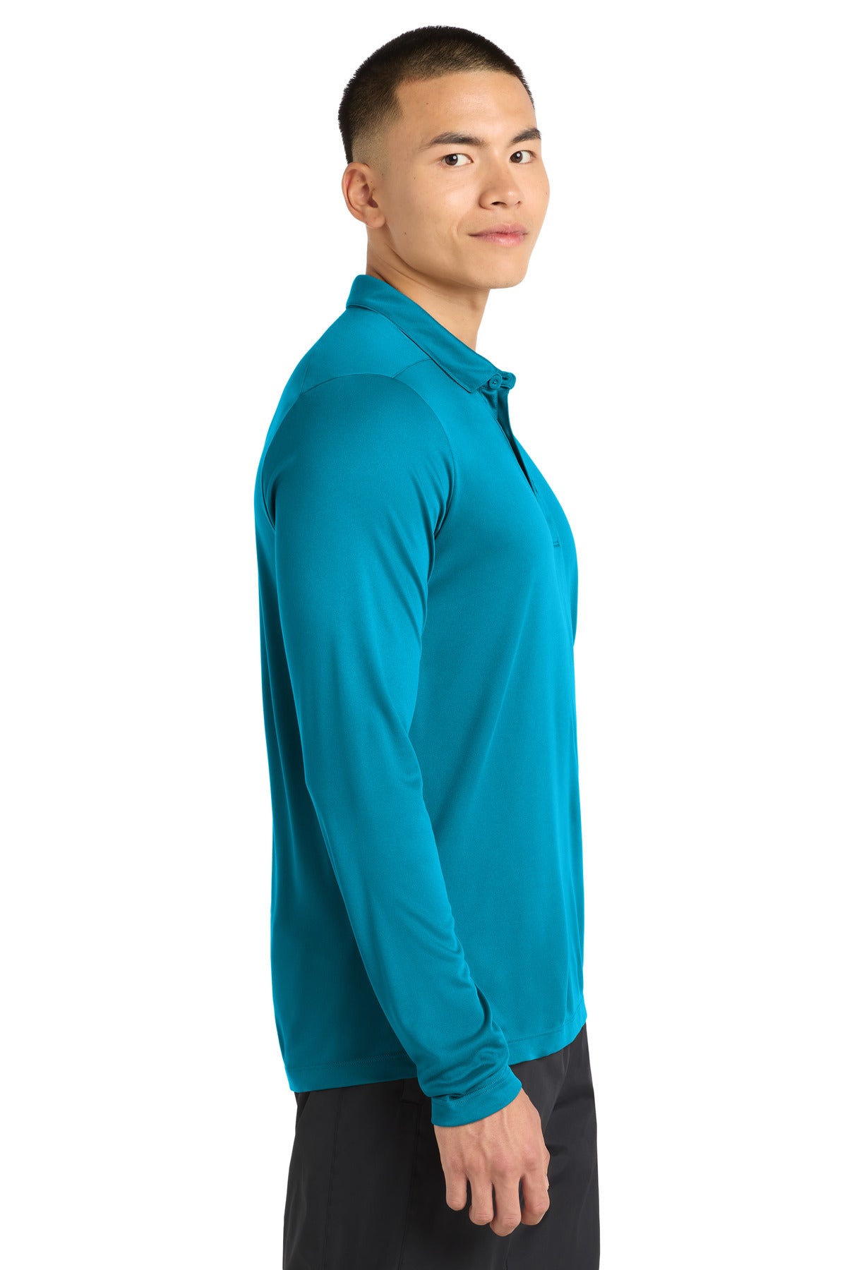 Sport-Tek Posi-UV Pro Long Sleeve Polo. ST520LS - Sapphire - side