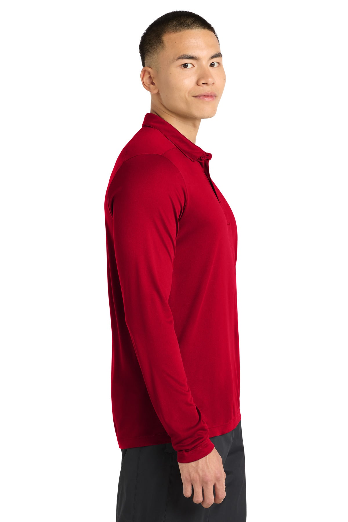 Sport-Tek Posi-UV Pro Long Sleeve Polo. ST520LS - True Red - side