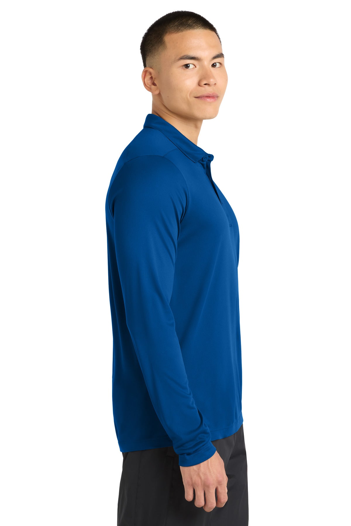 Sport-Tek Posi-UV Pro Long Sleeve Polo. ST520LS - True Royal - side