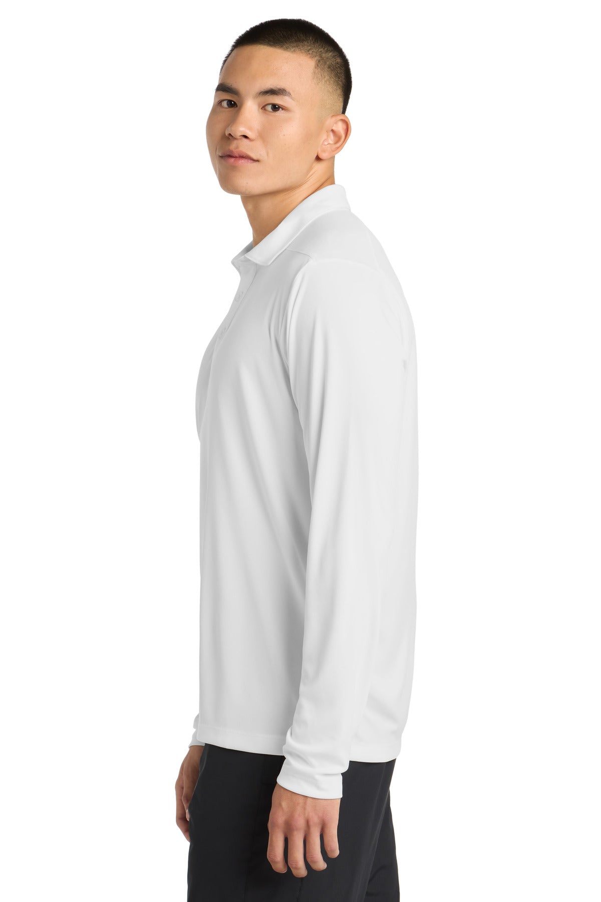 Sport-Tek Posi-UV Pro Long Sleeve Polo. ST520LS - White - side