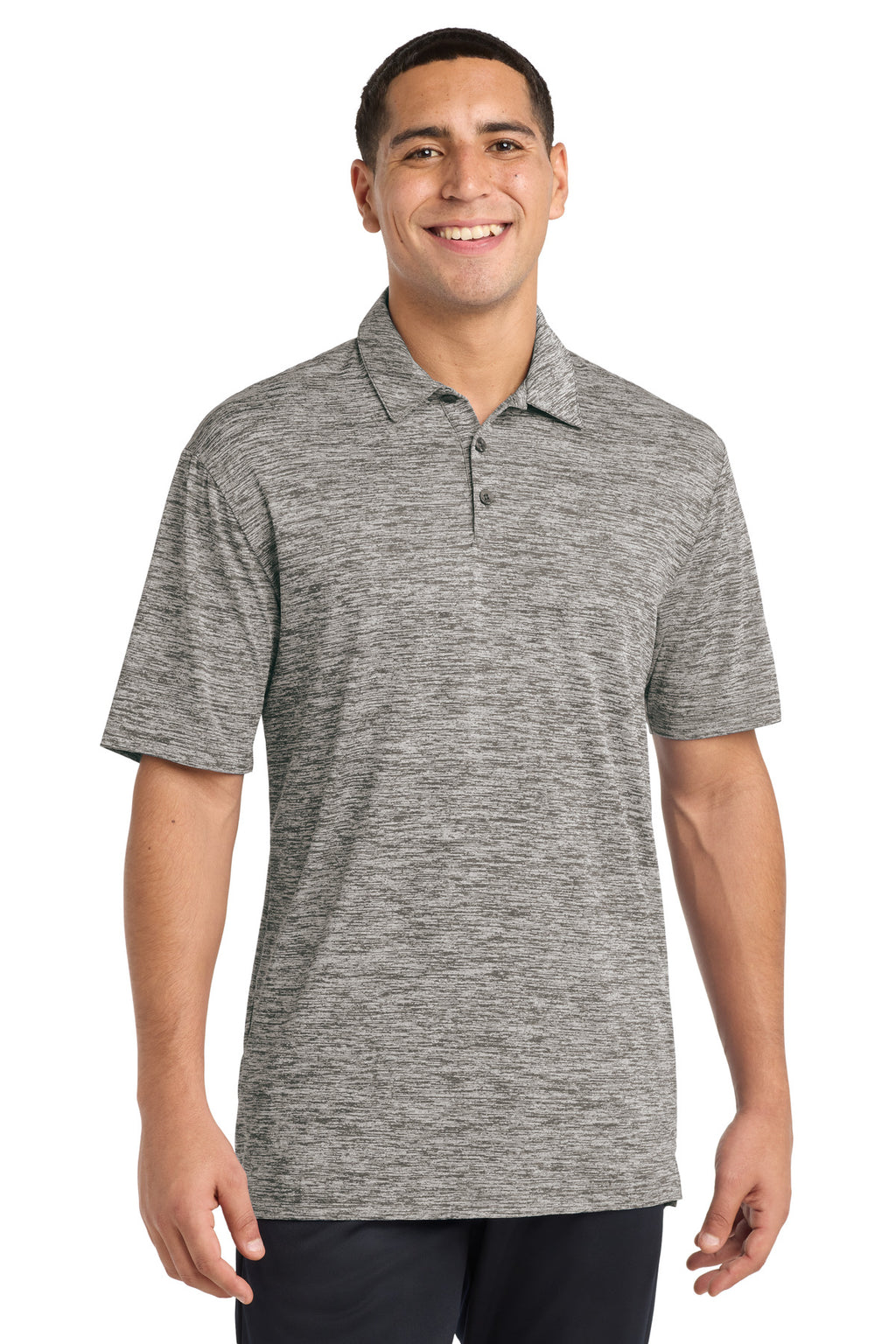 Sport-Tek PosiCharge Electric Heather Polo. ST590 - Black Electric - front