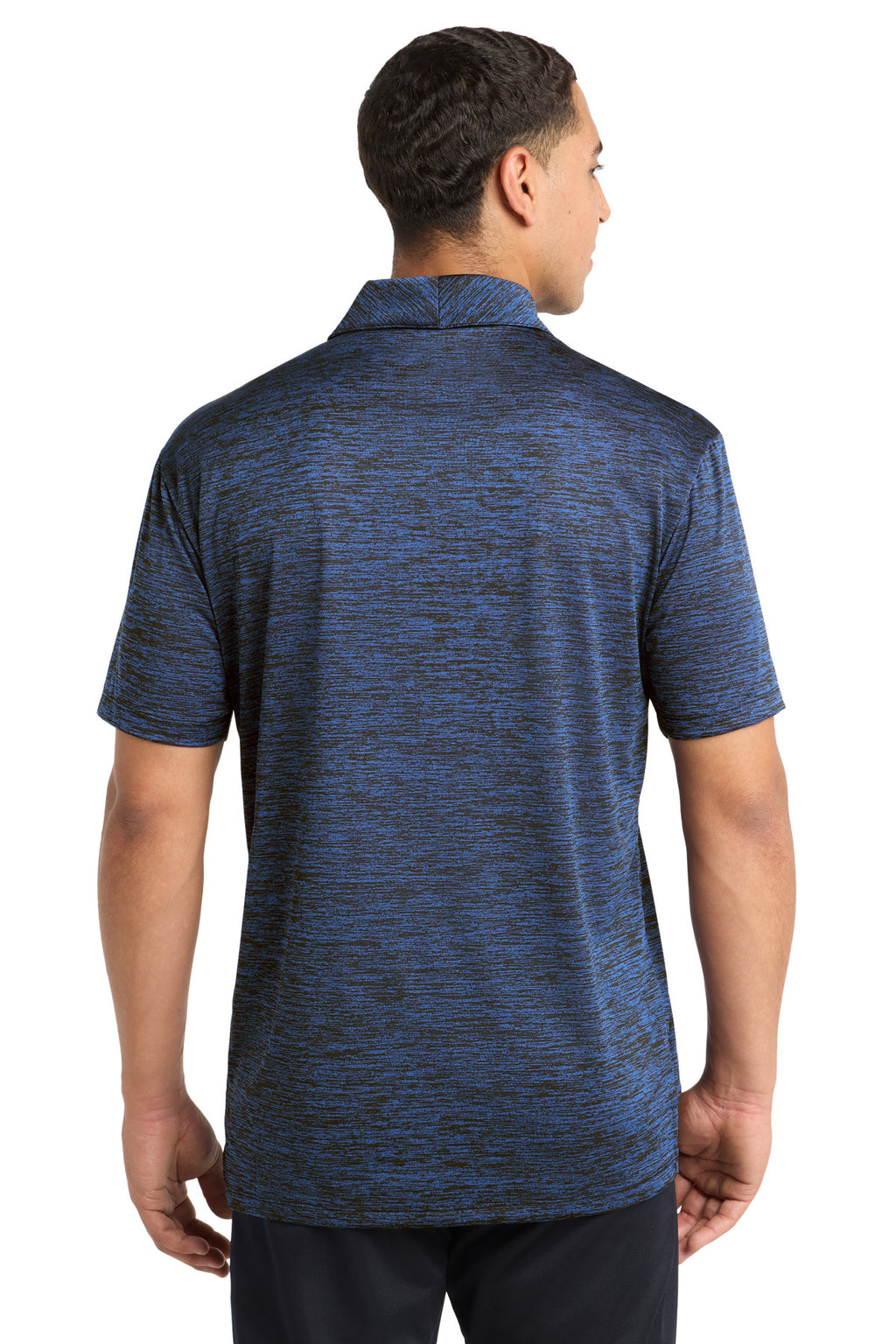 Sport-Tek PosiCharge Electric Heather Polo. ST590 - Dark Royal-Black Electric - back