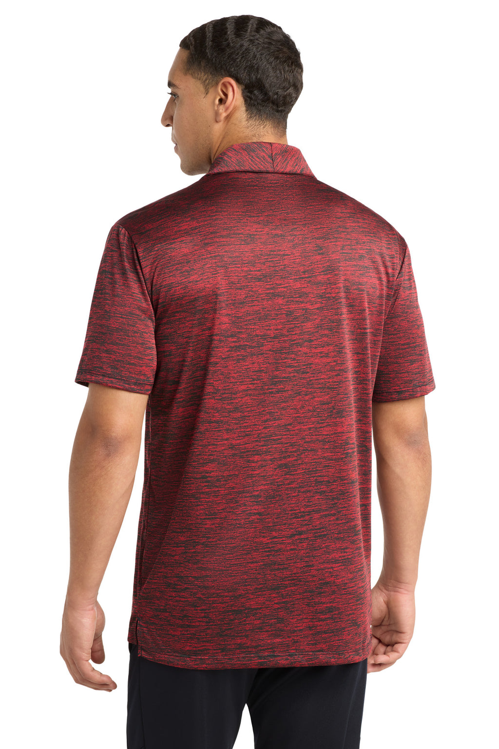 Sport-Tek PosiCharge Electric Heather Polo. ST590 - Deep Red-Black Electric - back