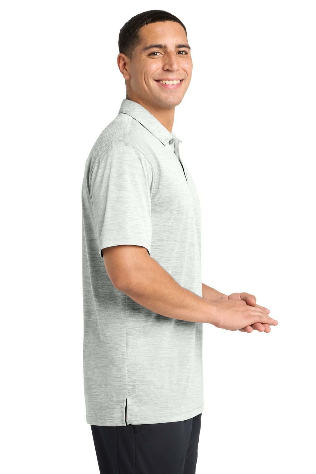 Sport-Tek PosiCharge Electric Heather Polo. ST590 - Silver Electric - side