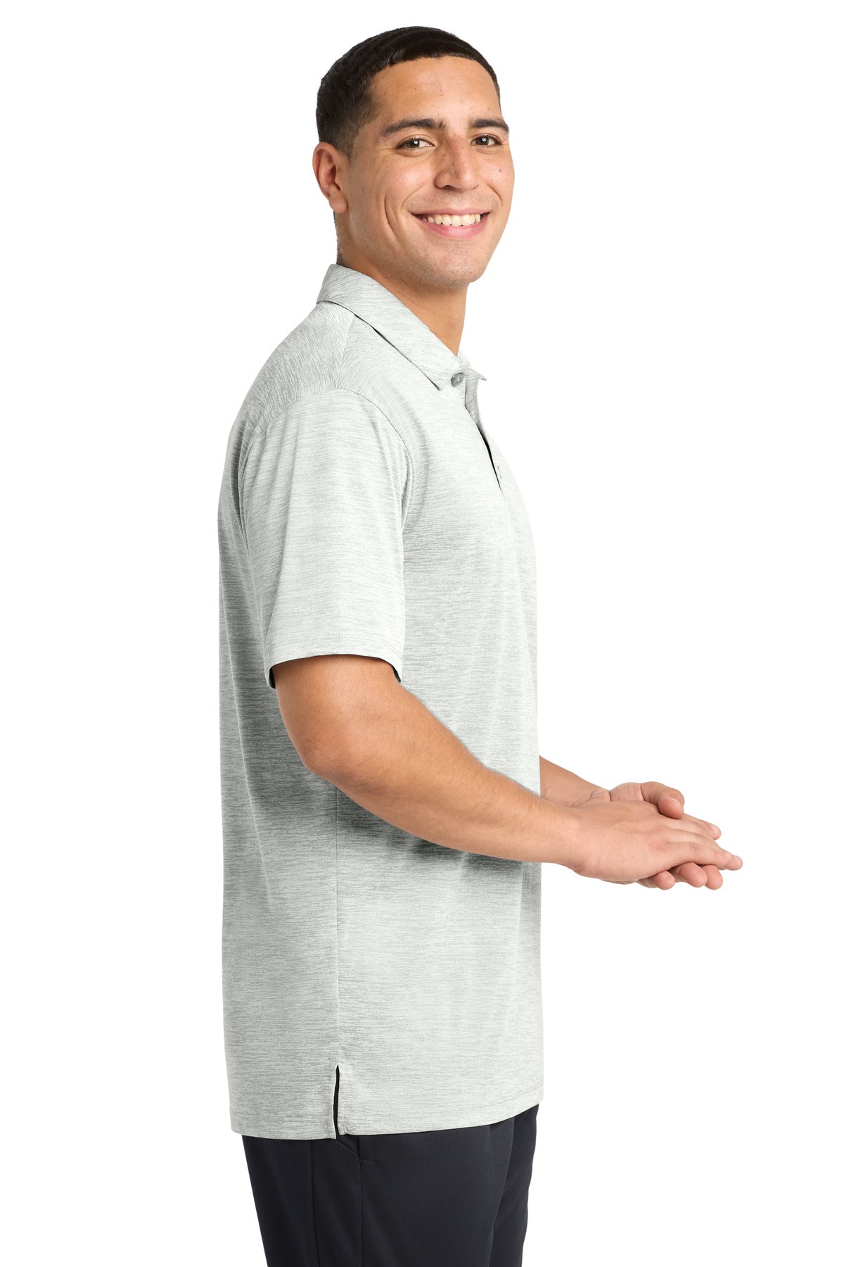 Sport-Tek PosiCharge Electric Heather Polo. ST590 - Silver Electric - side