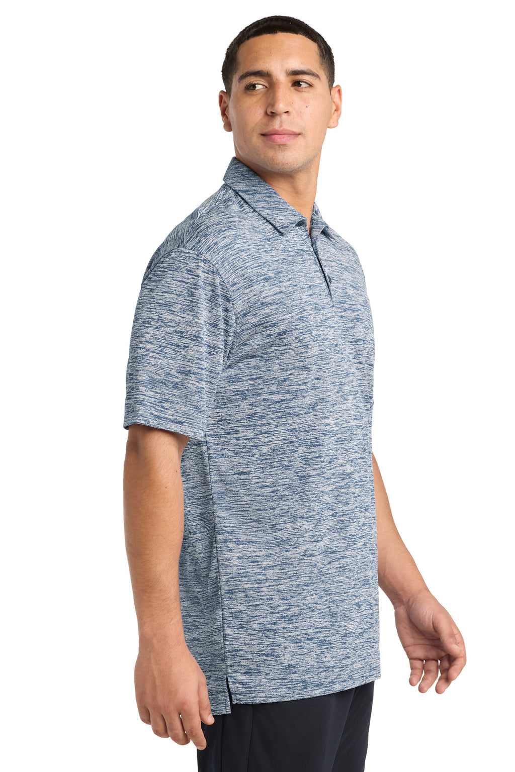 Sport-Tek PosiCharge Electric Heather Polo. ST590 - True Navy Electric - side