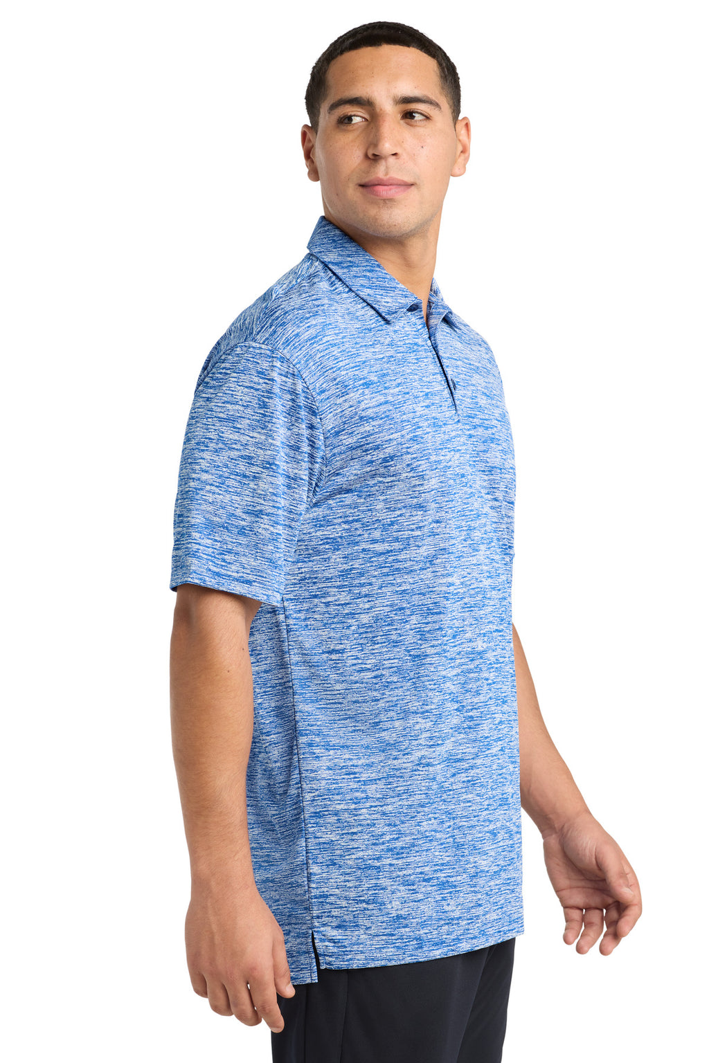 Sport-Tek PosiCharge Electric Heather Polo. ST590 - True Royal Electric - side