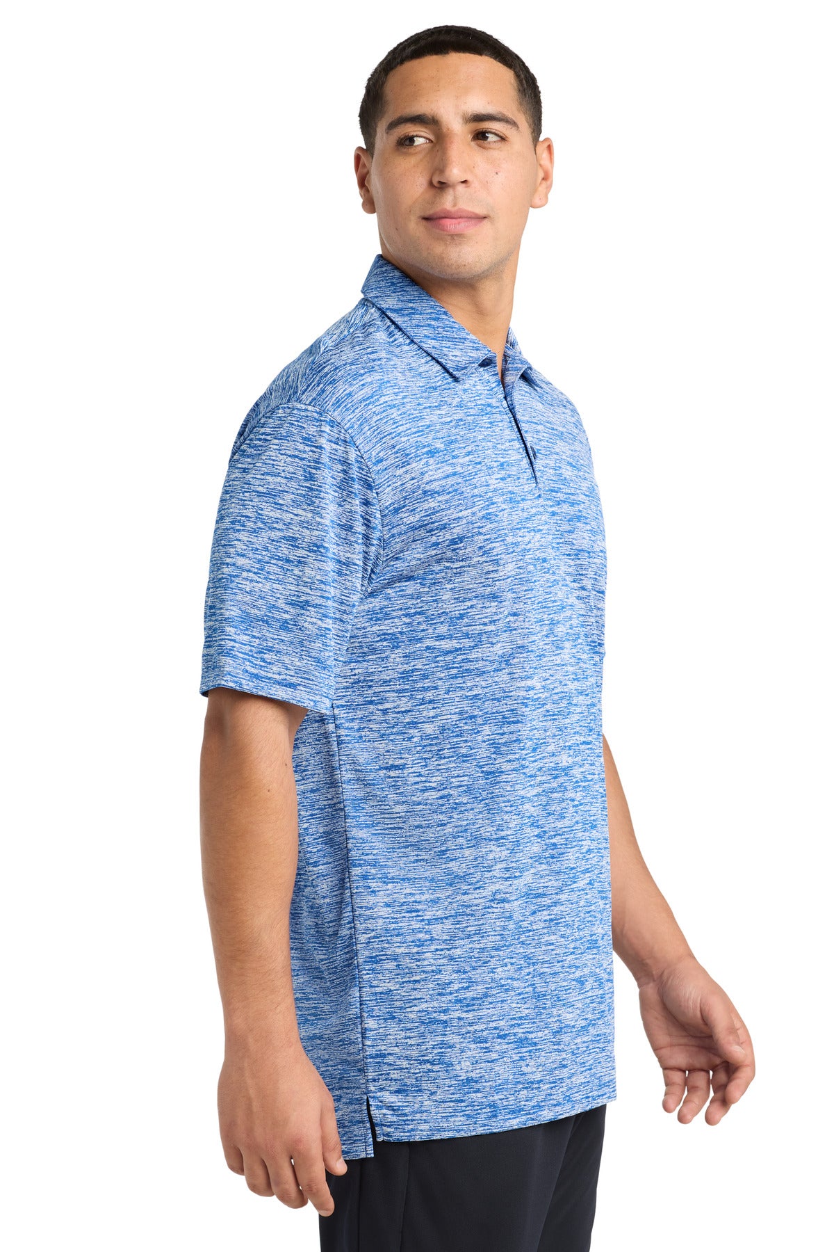Sport-Tek PosiCharge Electric Heather Polo. ST590 - True Royal Electric - side