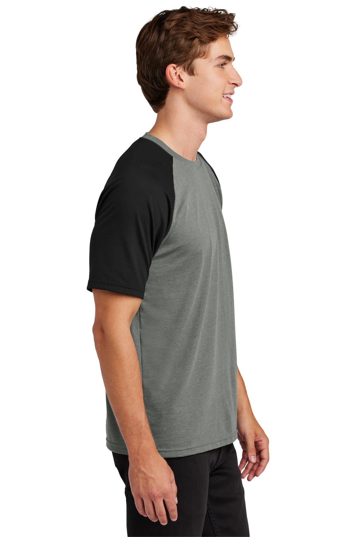Sport-Tek Halftime Raglan Tee ST6040 - Black/ Vintage Heather - side