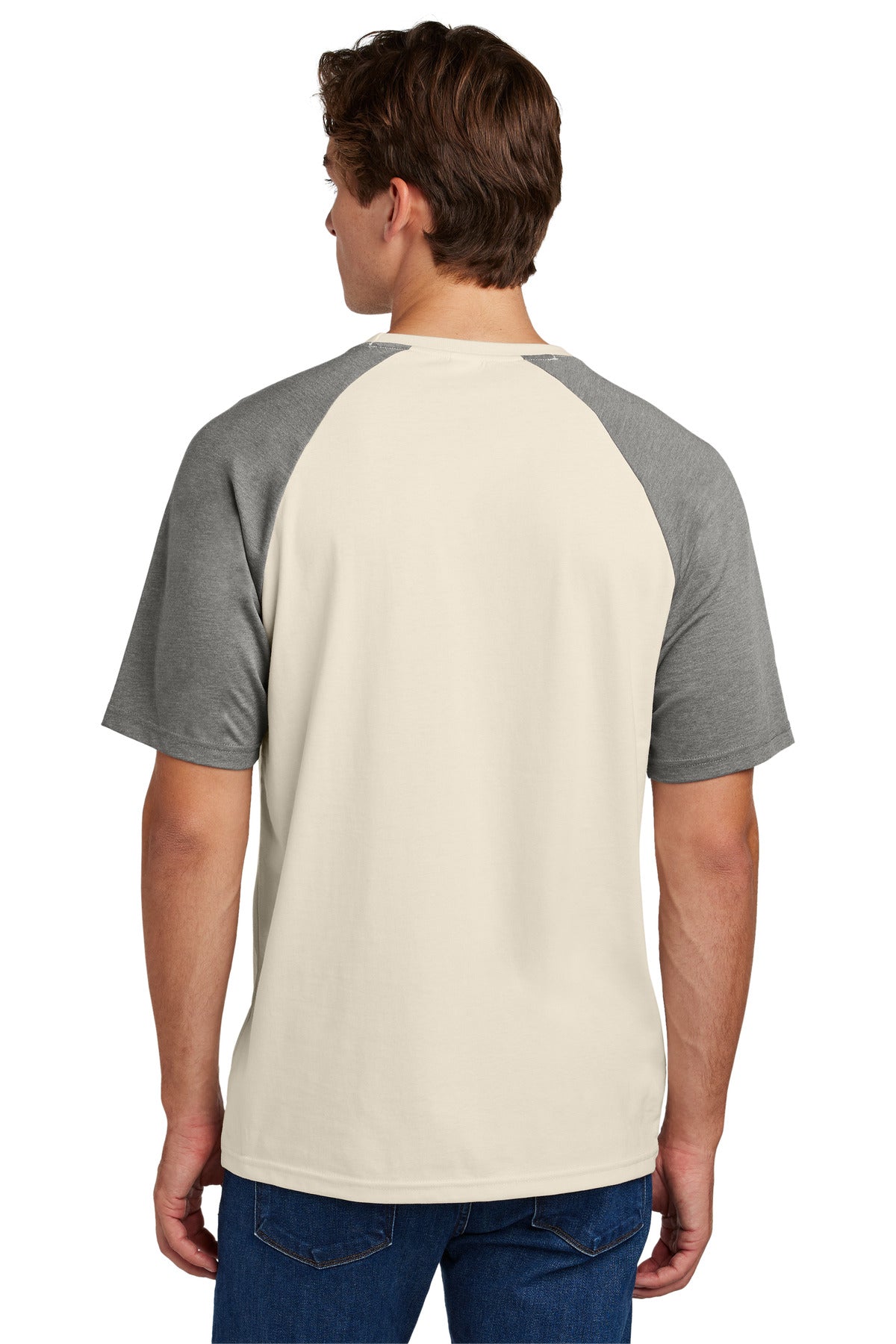 Sport-Tek Halftime Raglan Tee ST6040 - Vintage Heather/ Ecru - back