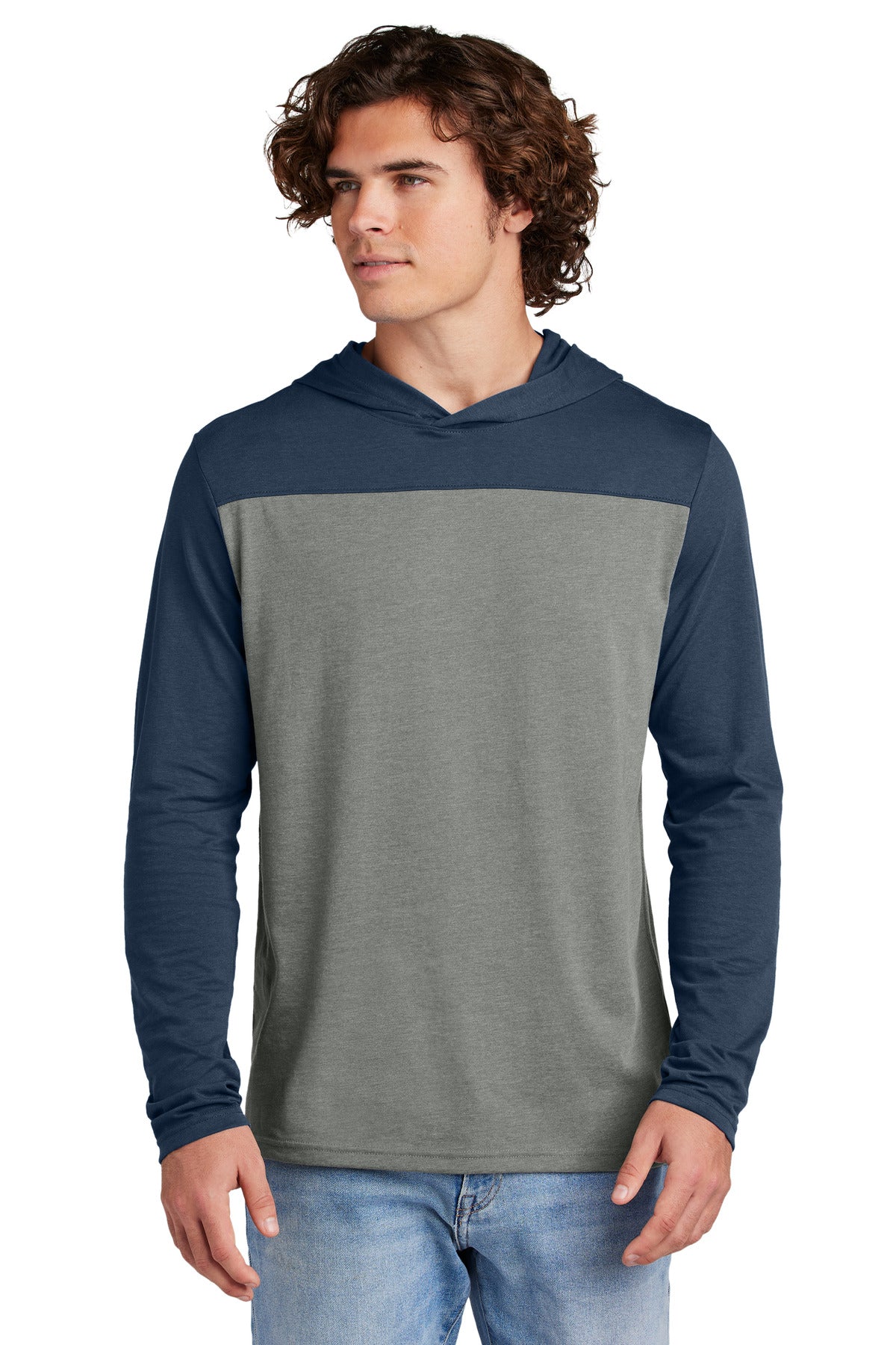 Sport-Tek Halftime Long Sleeve Hoodie ST6044 - True Navy/ Vintage Heather - front