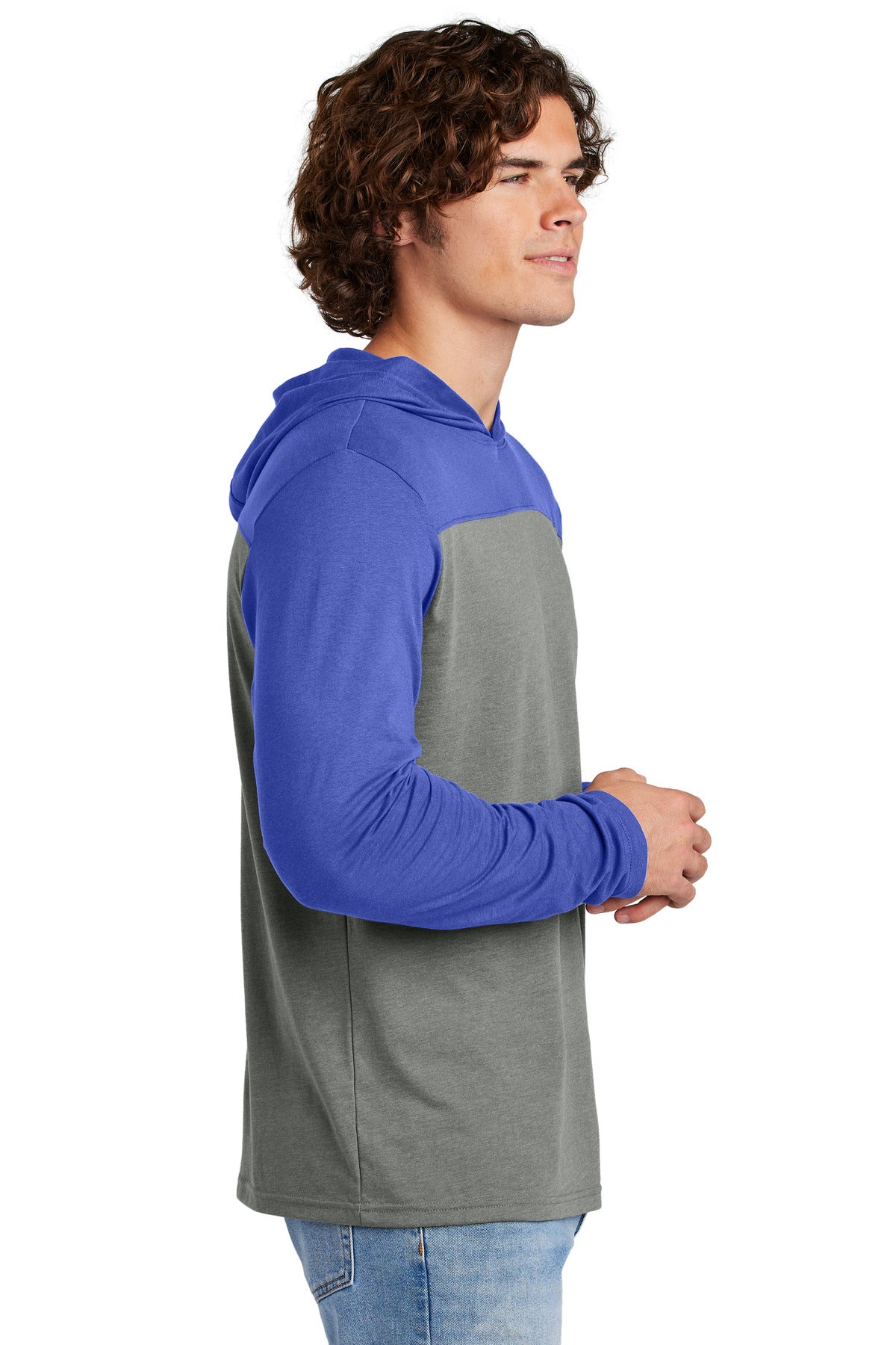 Sport-Tek Halftime Long Sleeve Hoodie ST6044 - True Royal/ Vintage Heather - side