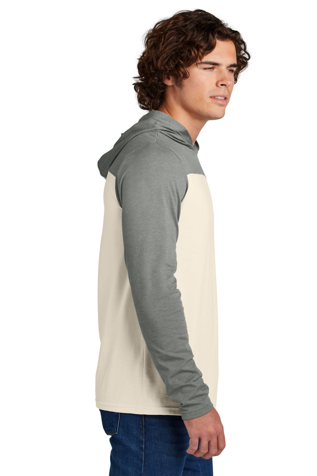 Sport-Tek Halftime Long Sleeve Hoodie ST6044 - Vintage Heather/ Ecru - side