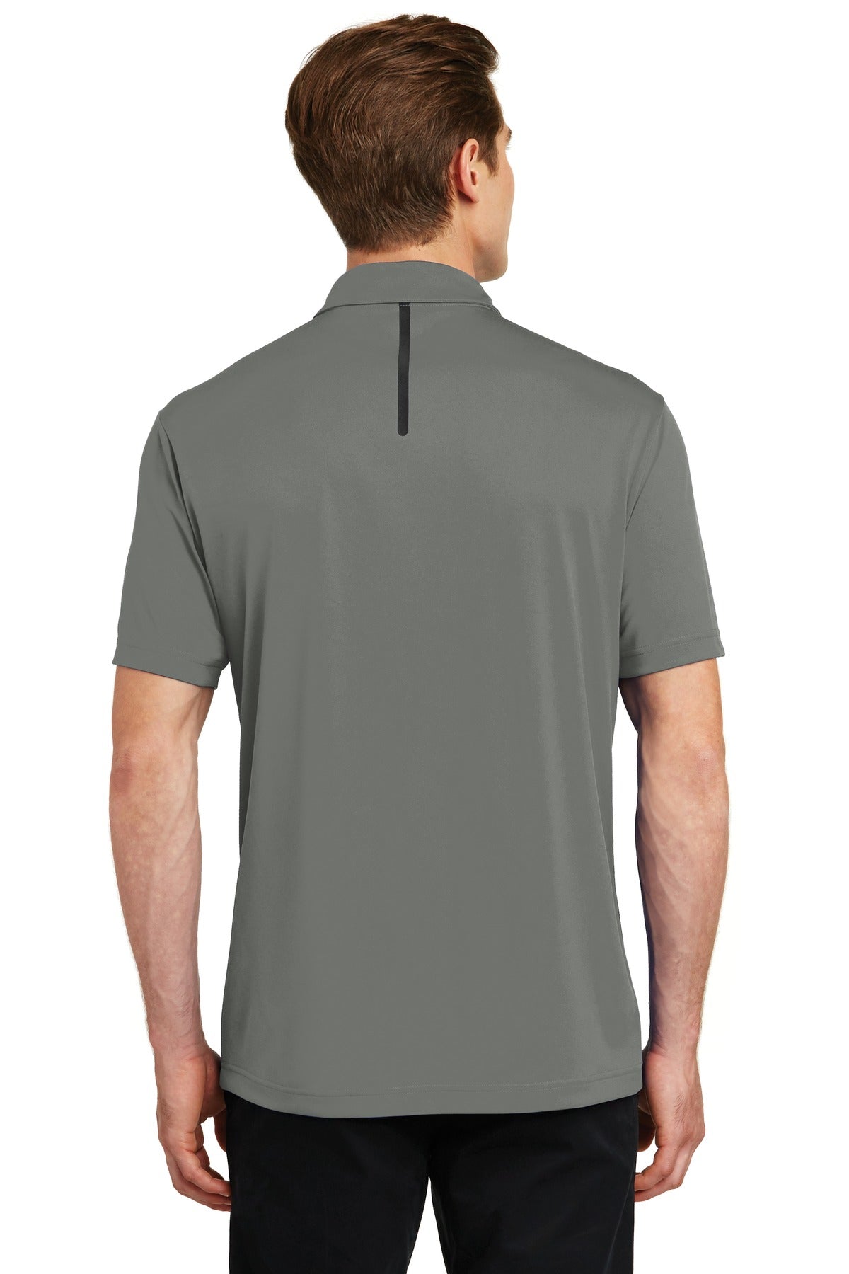 Sport-Tek Contrast PosiCharge Tough Polo . ST620 - Dark Smoke Grey/ Black - back