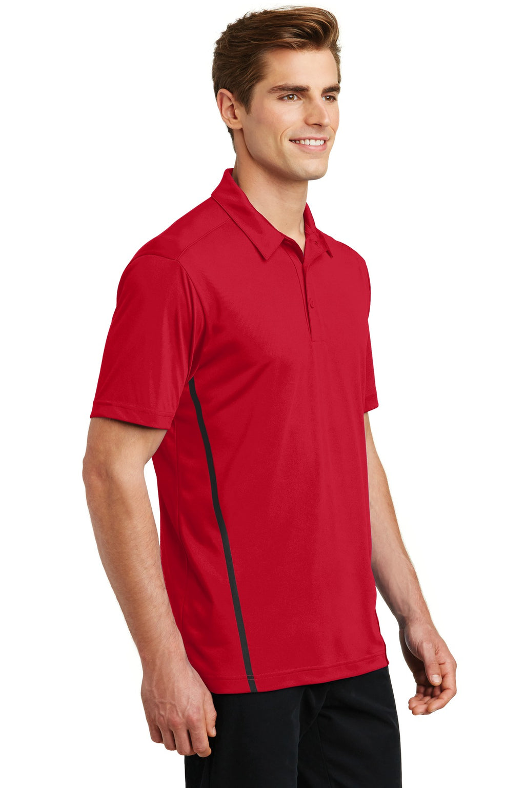 Sport-Tek Contrast PosiCharge Tough Polo . ST620 - Deep Red/ Black - three_q