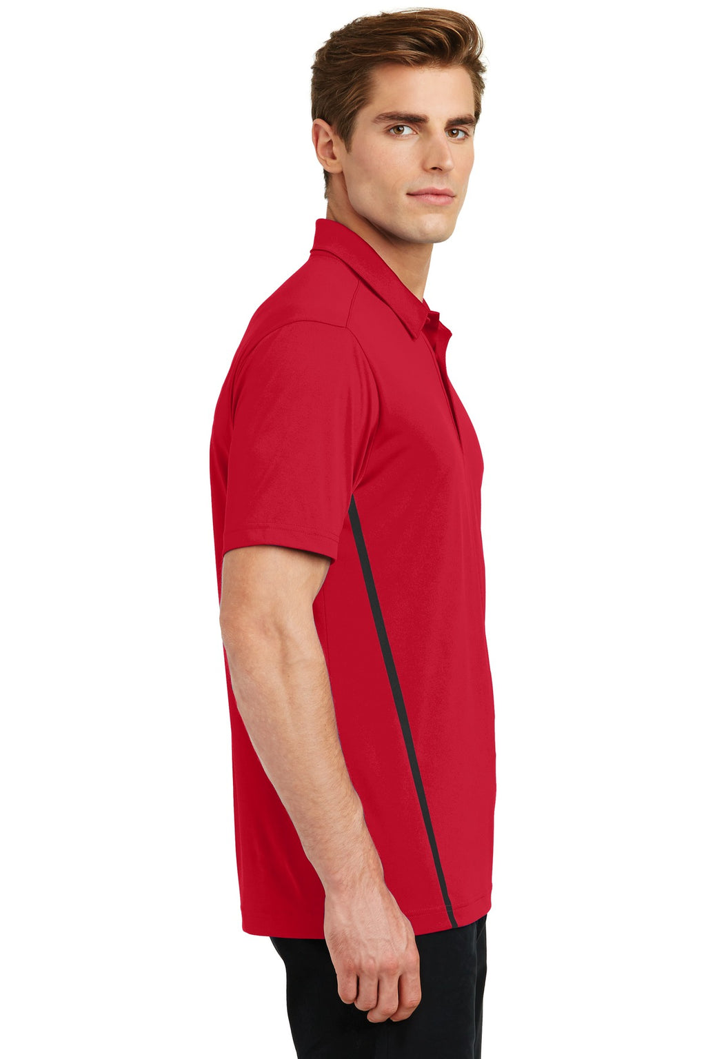 Sport-Tek Contrast PosiCharge Tough Polo . ST620 - Deep Red/ Black - side