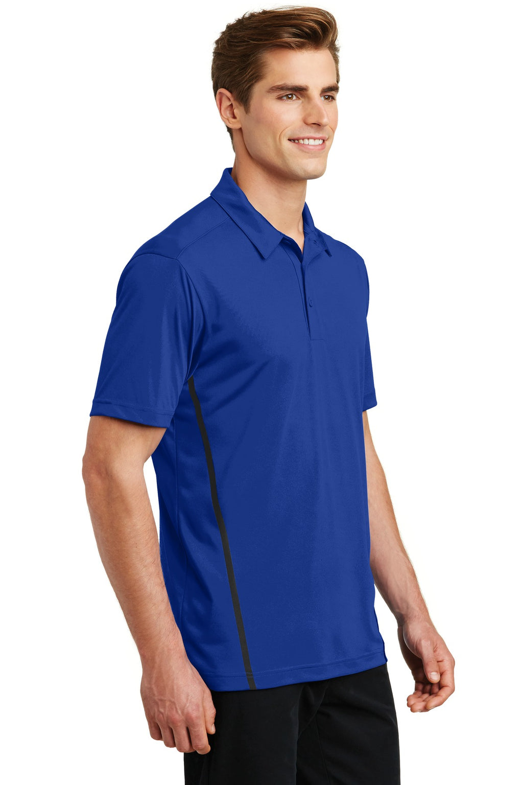 Sport-Tek Contrast PosiCharge Tough Polo . ST620 - True Royal/ Black - three_q
