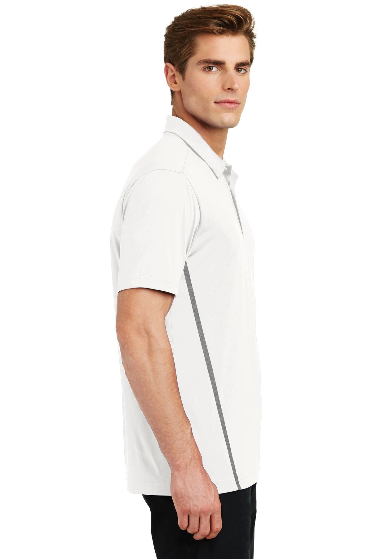 Sport-Tek Contrast PosiCharge Tough Polo . ST620 - White/ Heather Grey - side
