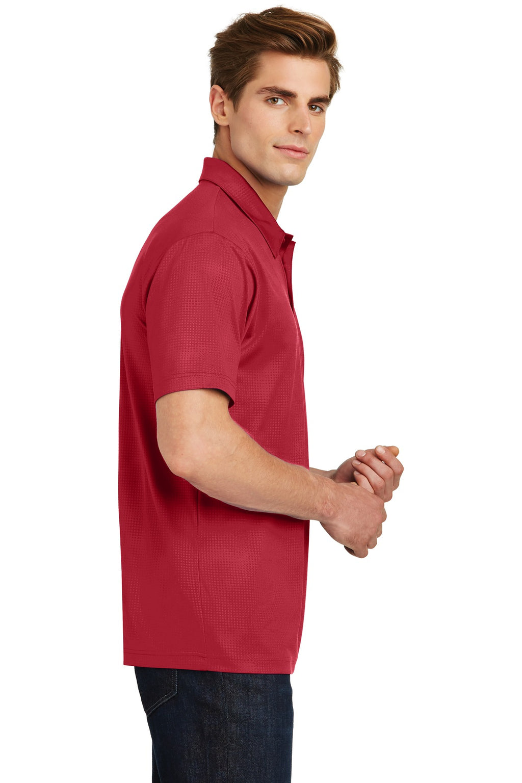 Sport-Tek Embossed PosiCharge Tough Polo . ST630 - Deep Red - side