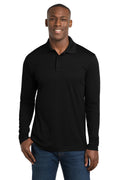 Sport-Tek PosiCharge RacerMesh Long Sleeve Polo. ST640LS - Black - front
