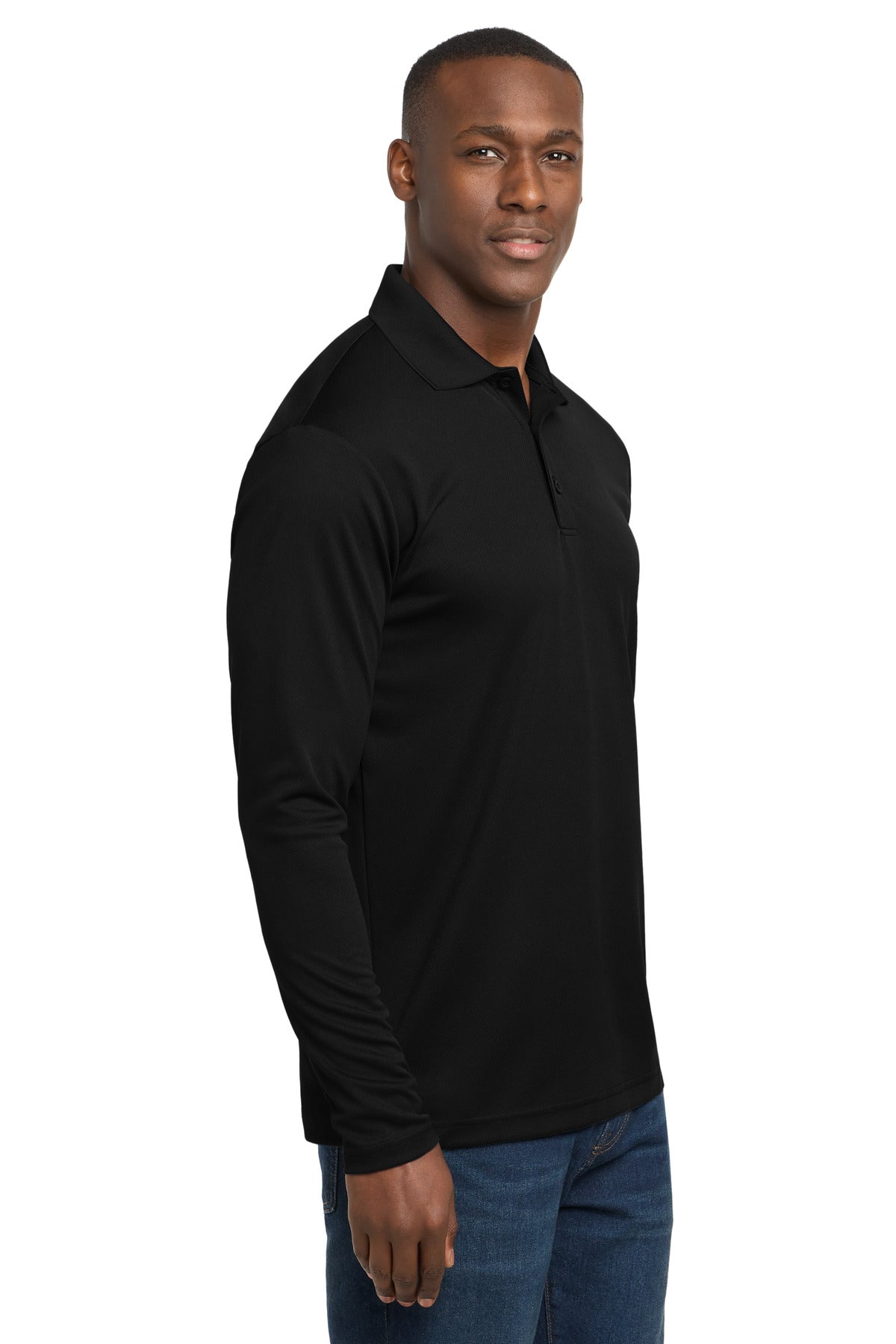 Sport-Tek PosiCharge RacerMesh Long Sleeve Polo. ST640LS - Black - side