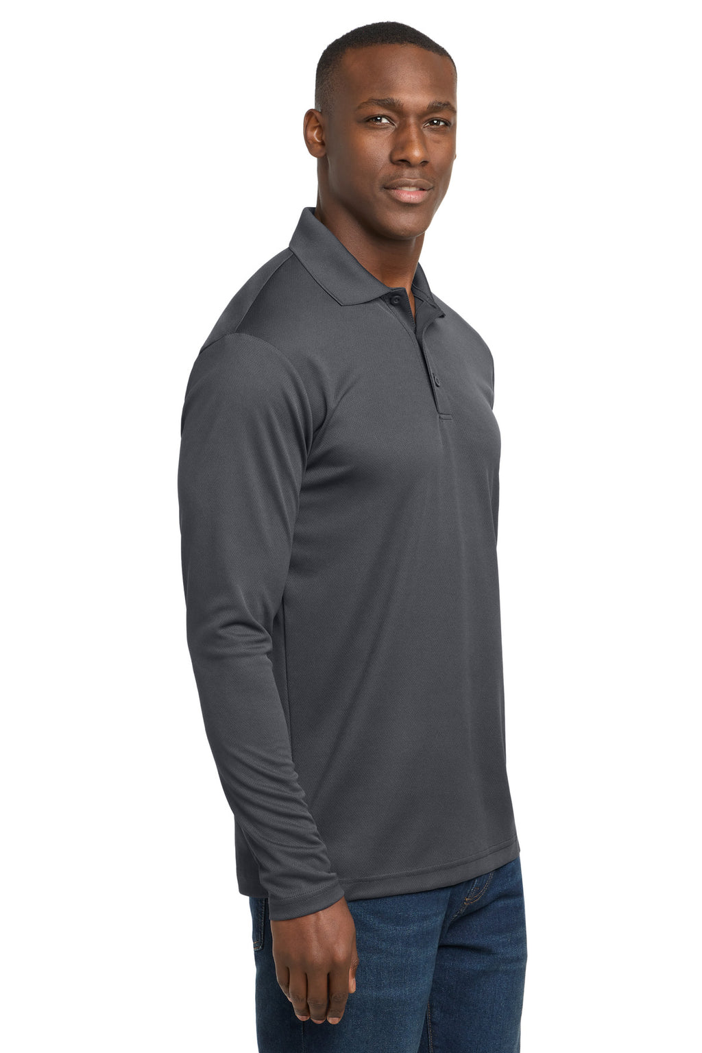 Sport-Tek PosiCharge RacerMesh Long Sleeve Polo. ST640LS - Graphite - side