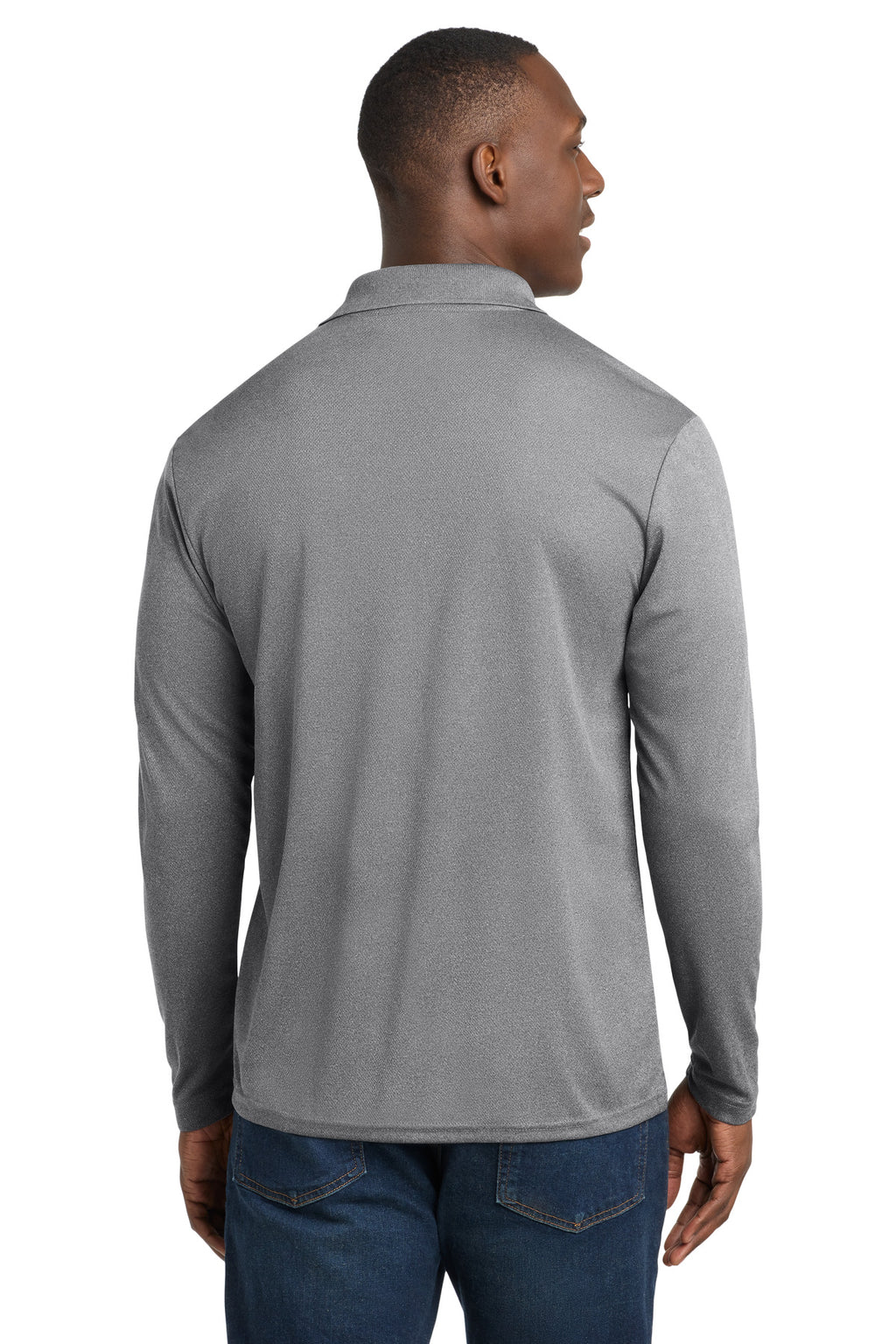 Sport-Tek PosiCharge RacerMesh Long Sleeve Polo. ST640LS - Grey Heather - back