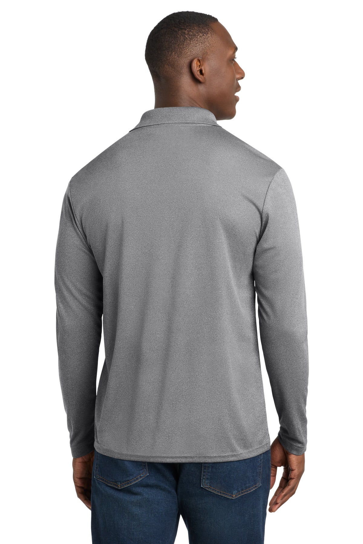 Sport-Tek PosiCharge RacerMesh Long Sleeve Polo. ST640LS - Grey Heather - back