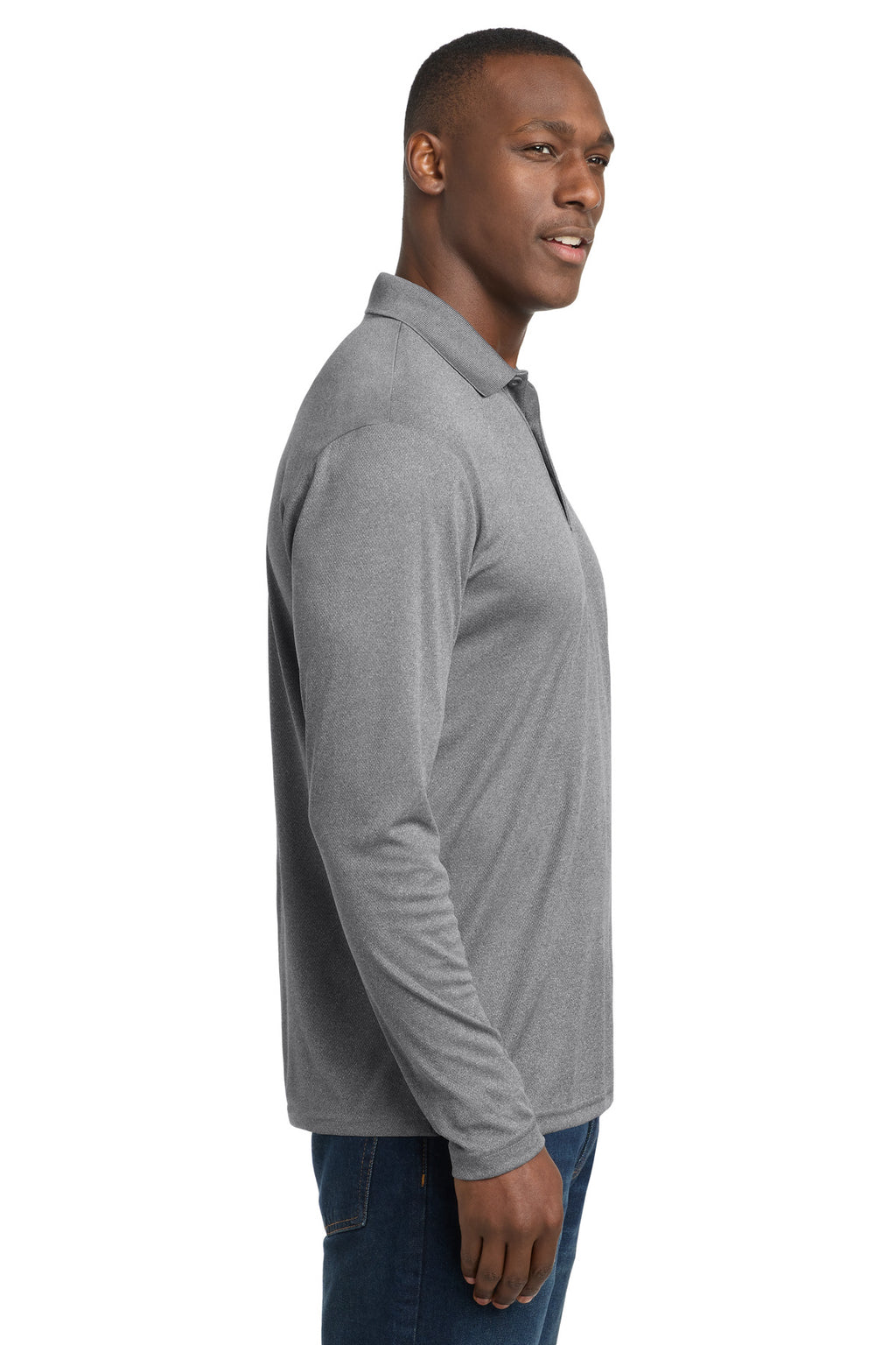 Sport-Tek PosiCharge RacerMesh Long Sleeve Polo. ST640LS - Grey Heather - side