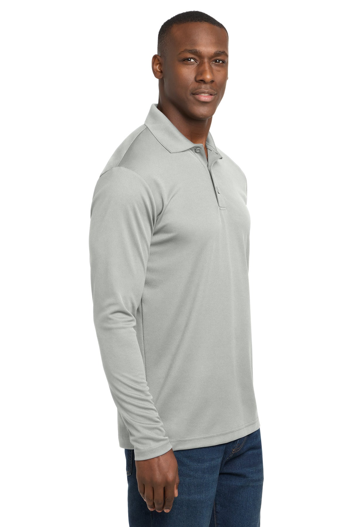 Sport-Tek PosiCharge RacerMesh Long Sleeve Polo. ST640LS - Silver - side