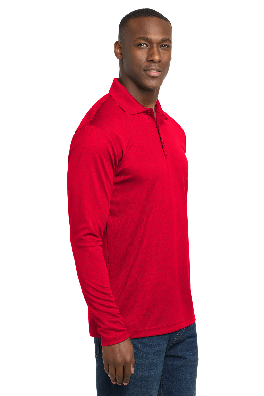 Sport-Tek PosiCharge RacerMesh Long Sleeve Polo. ST640LS - True Red - side