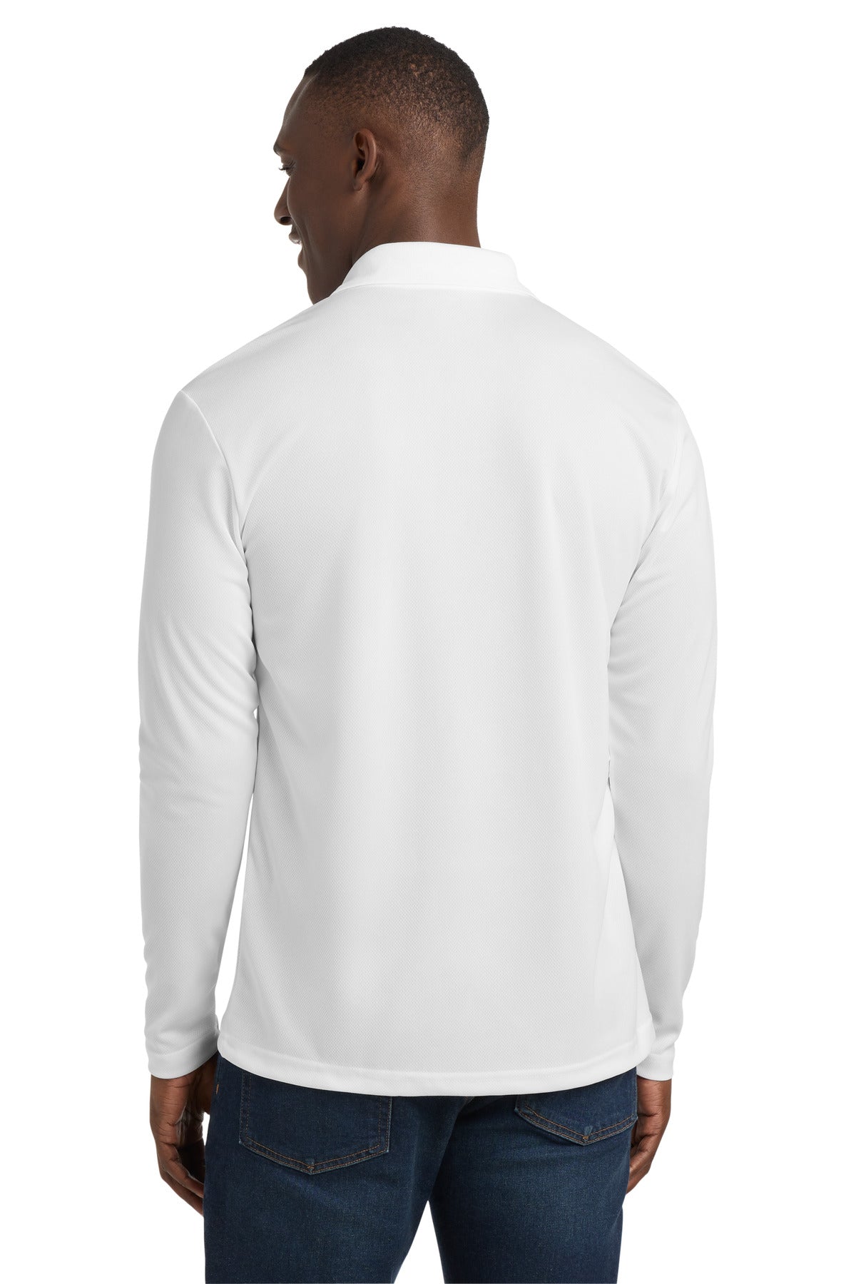Sport-Tek PosiCharge RacerMesh Long Sleeve Polo. ST640LS - White - back