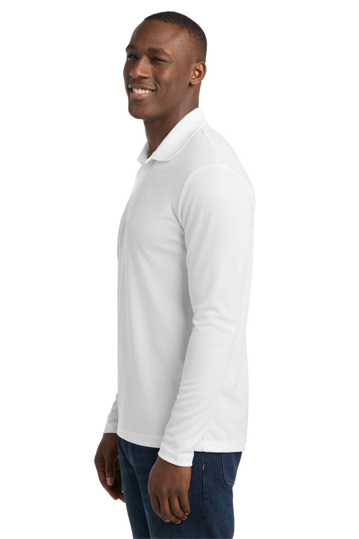 Sport-Tek PosiCharge RacerMesh Long Sleeve Polo. ST640LS - White - side