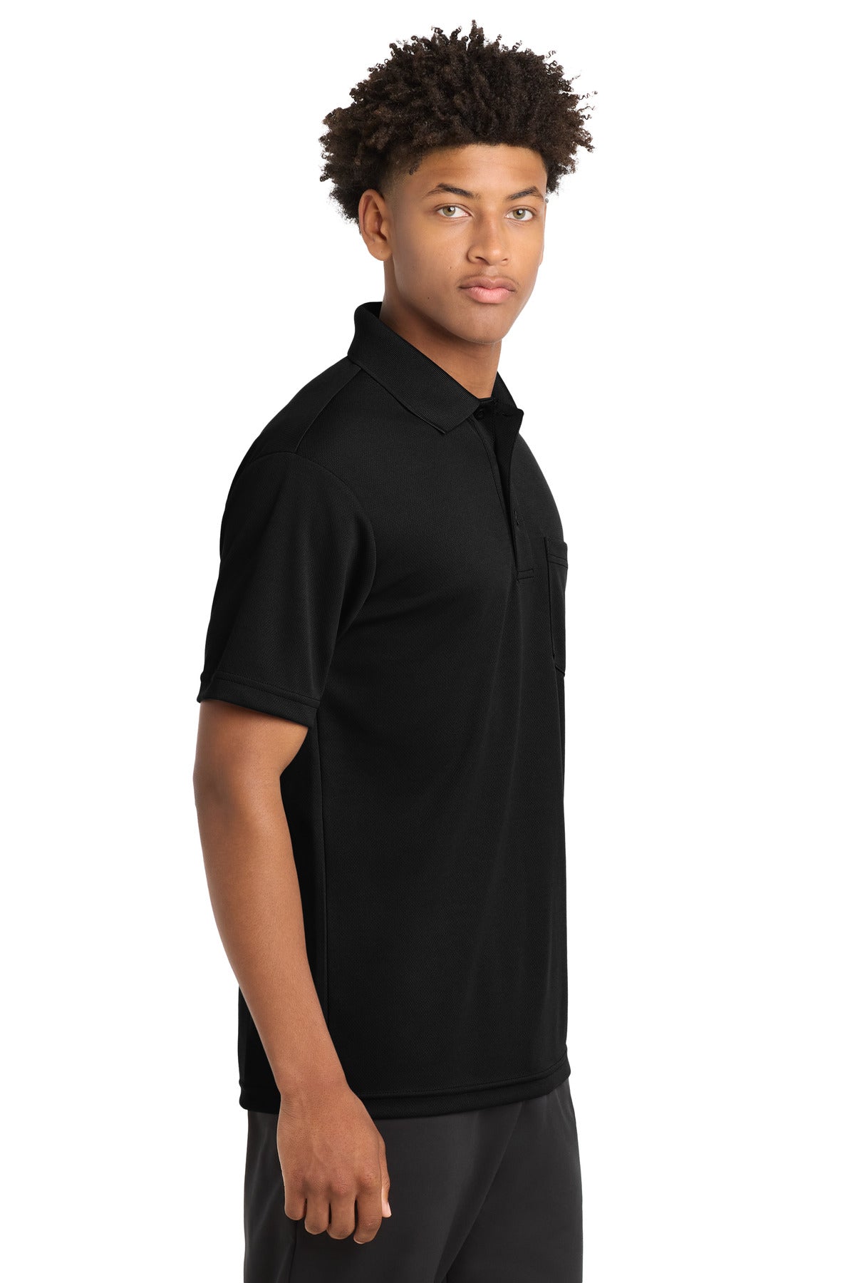 Sport-Tek PosiCharge RacerMesh Pocket Polo. ST640P - Black - side