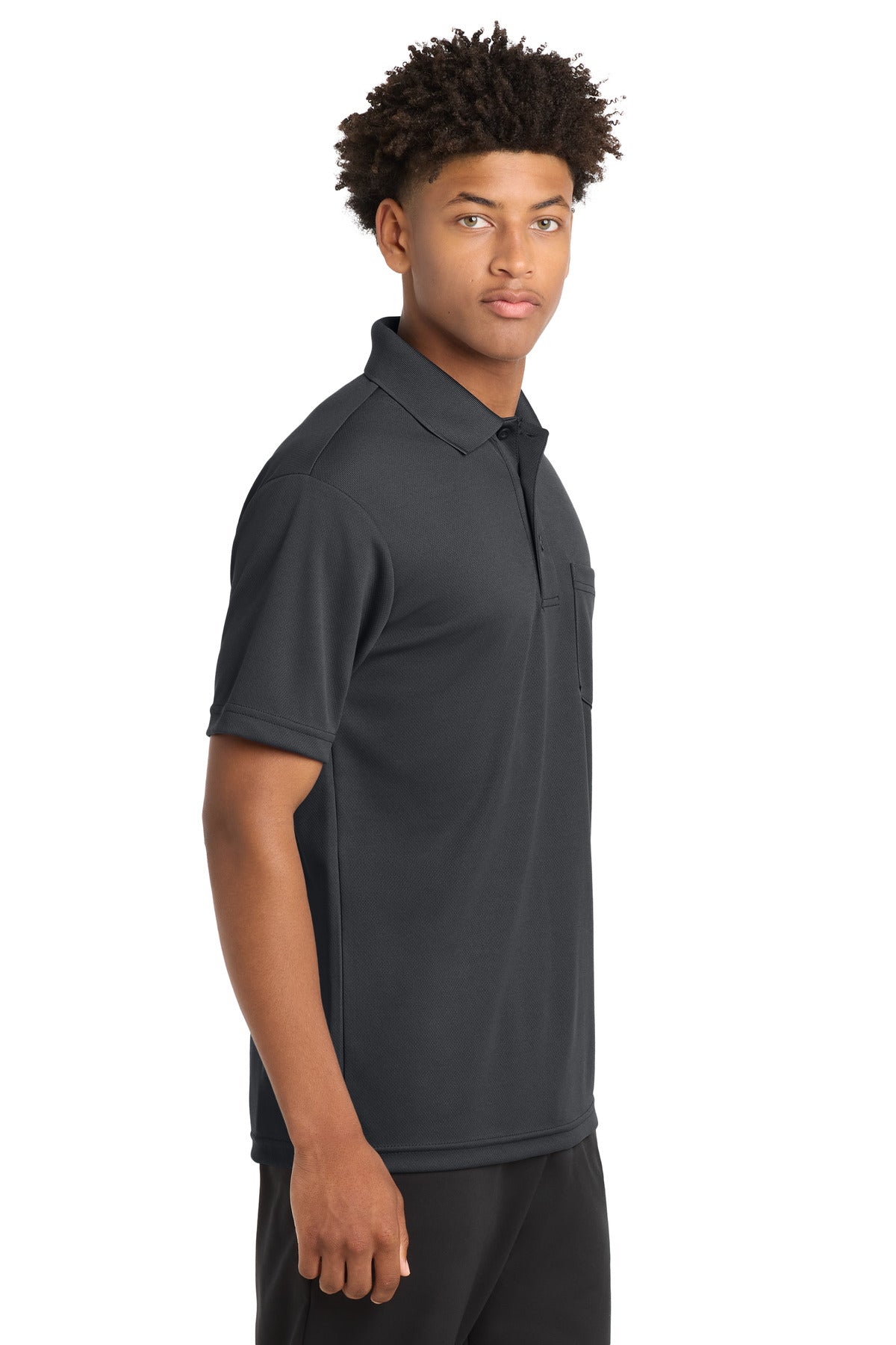 Sport-Tek PosiCharge RacerMesh Pocket Polo. ST640P - Graphite - side