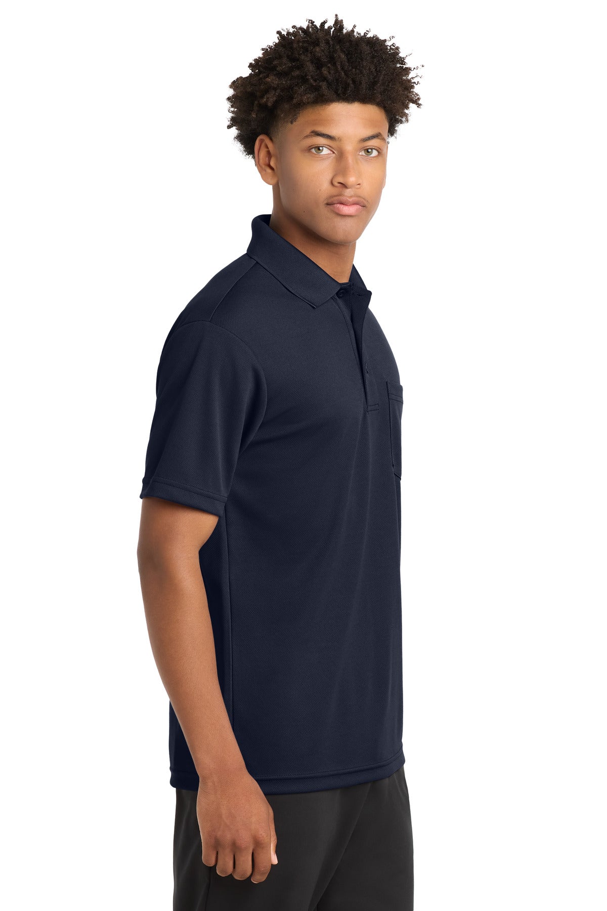 Sport-Tek PosiCharge RacerMesh Pocket Polo. ST640P - True Navy - side