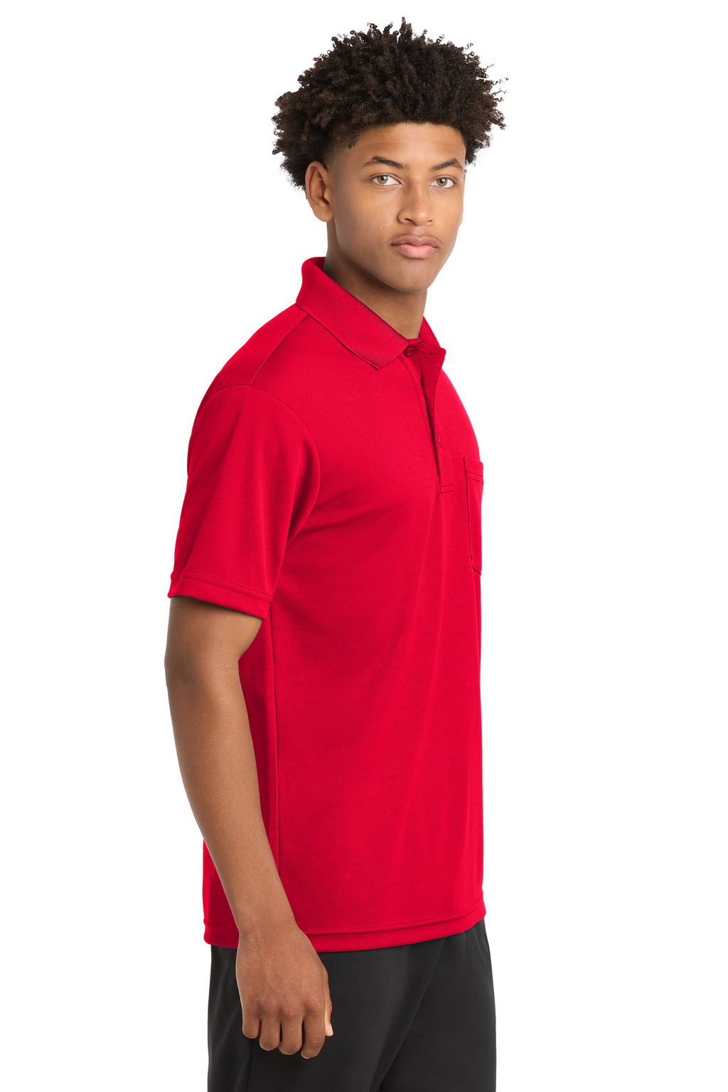 Sport-Tek PosiCharge RacerMesh Pocket Polo. ST640P - True Red - side