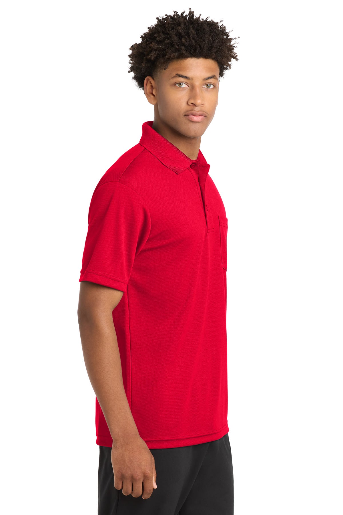 Sport-Tek PosiCharge RacerMesh Pocket Polo. ST640P - True Red - side