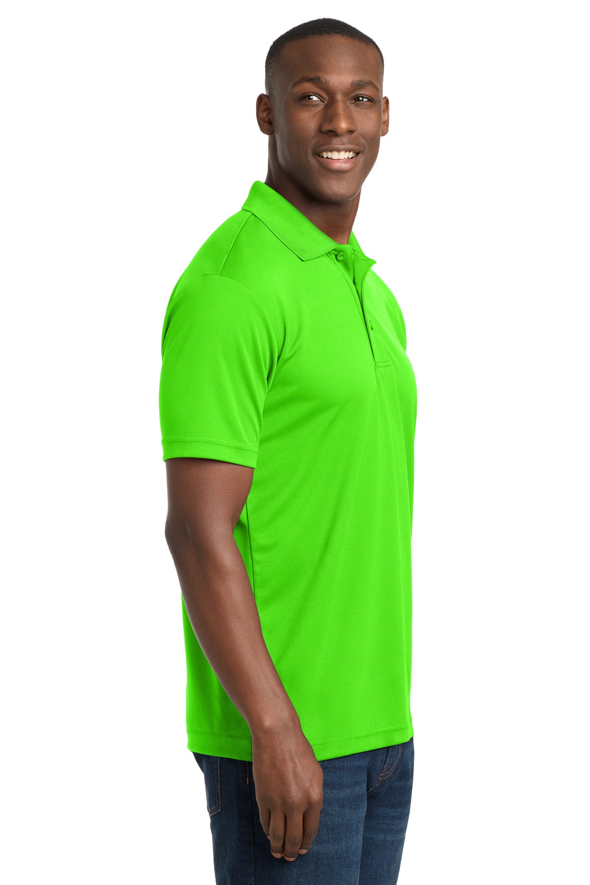 Sport-Tek PosiCharge RacerMesh Polo. ST640 - Neon Green - side