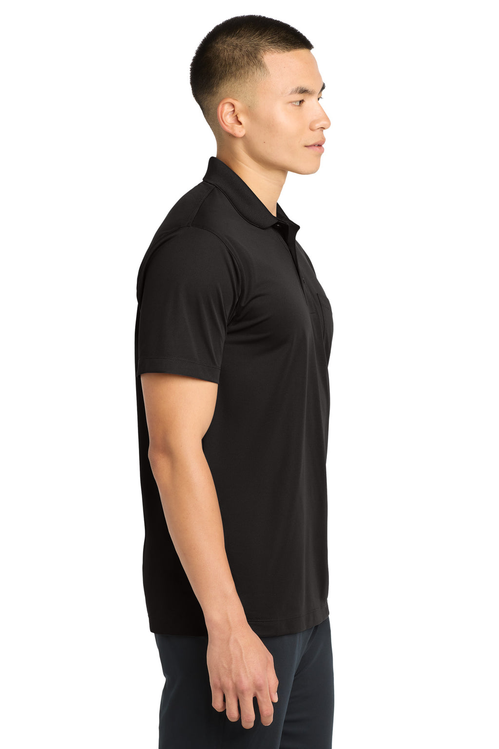 Sport-Tek Micropique Sport-Wick Pocket Polo. ST651 - Black - side