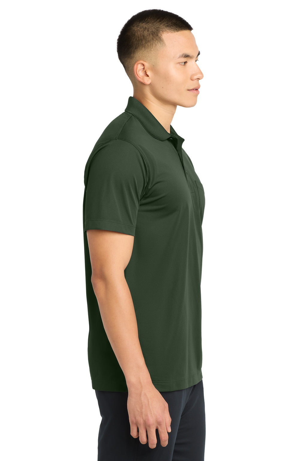 Sport-Tek Micropique Sport-Wick Pocket Polo. ST651 - Forest Green - side