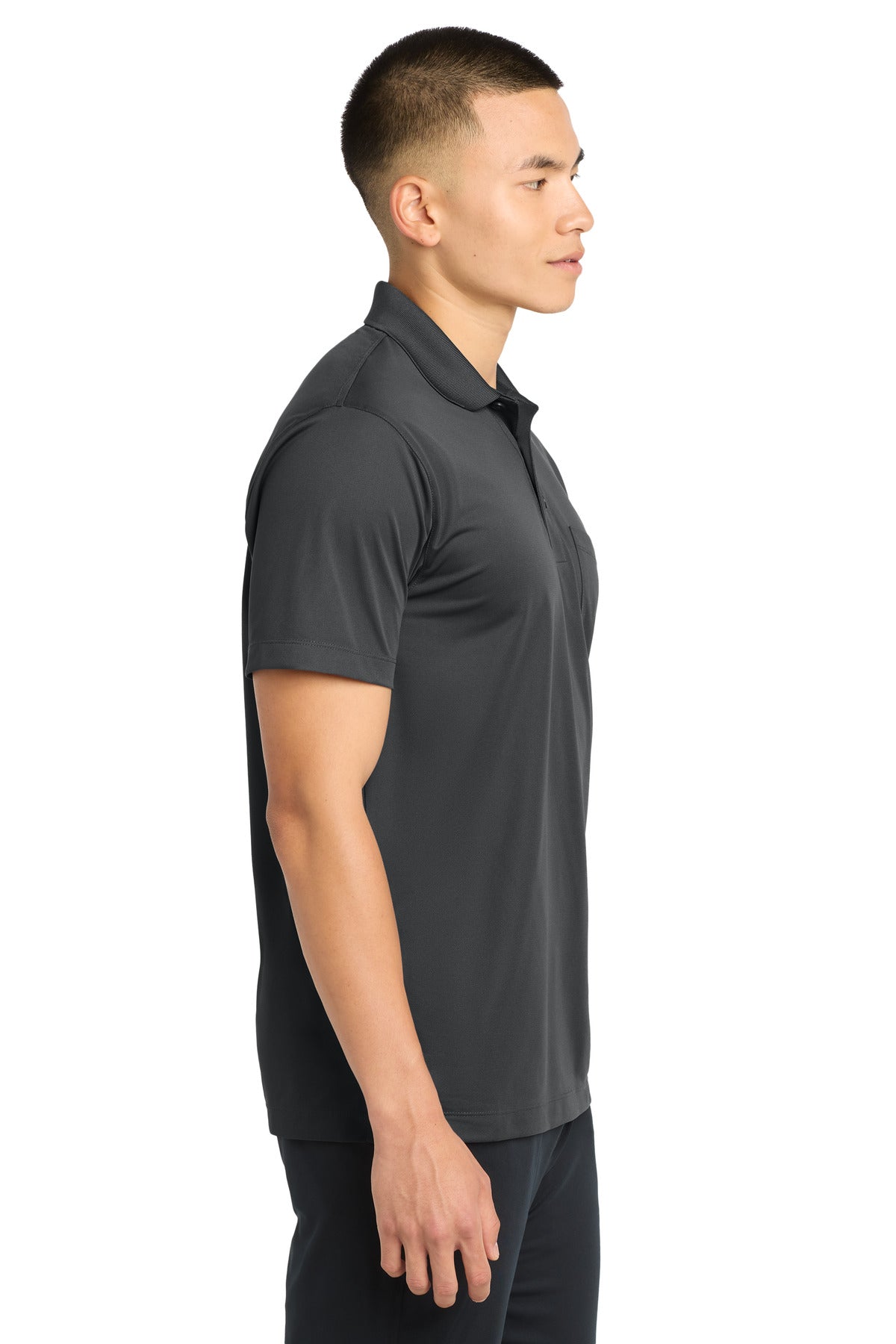 Sport-Tek Micropique Sport-Wick Pocket Polo. ST651 - Iron Grey - side