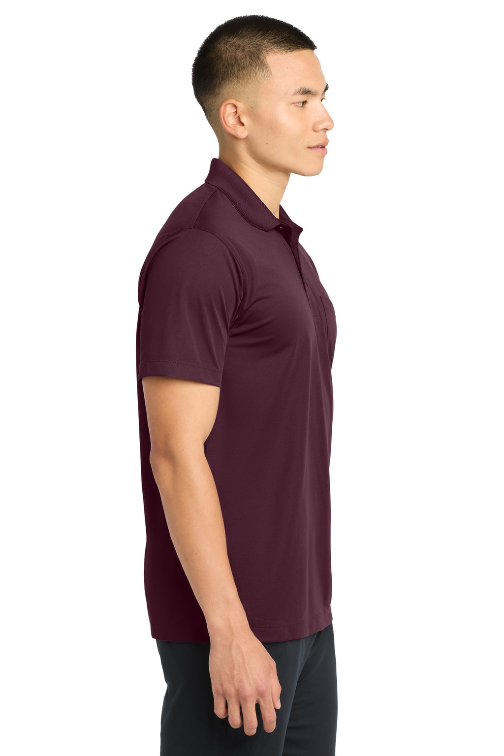 Sport-Tek Micropique Sport-Wick Pocket Polo. ST651 - Maroon - side