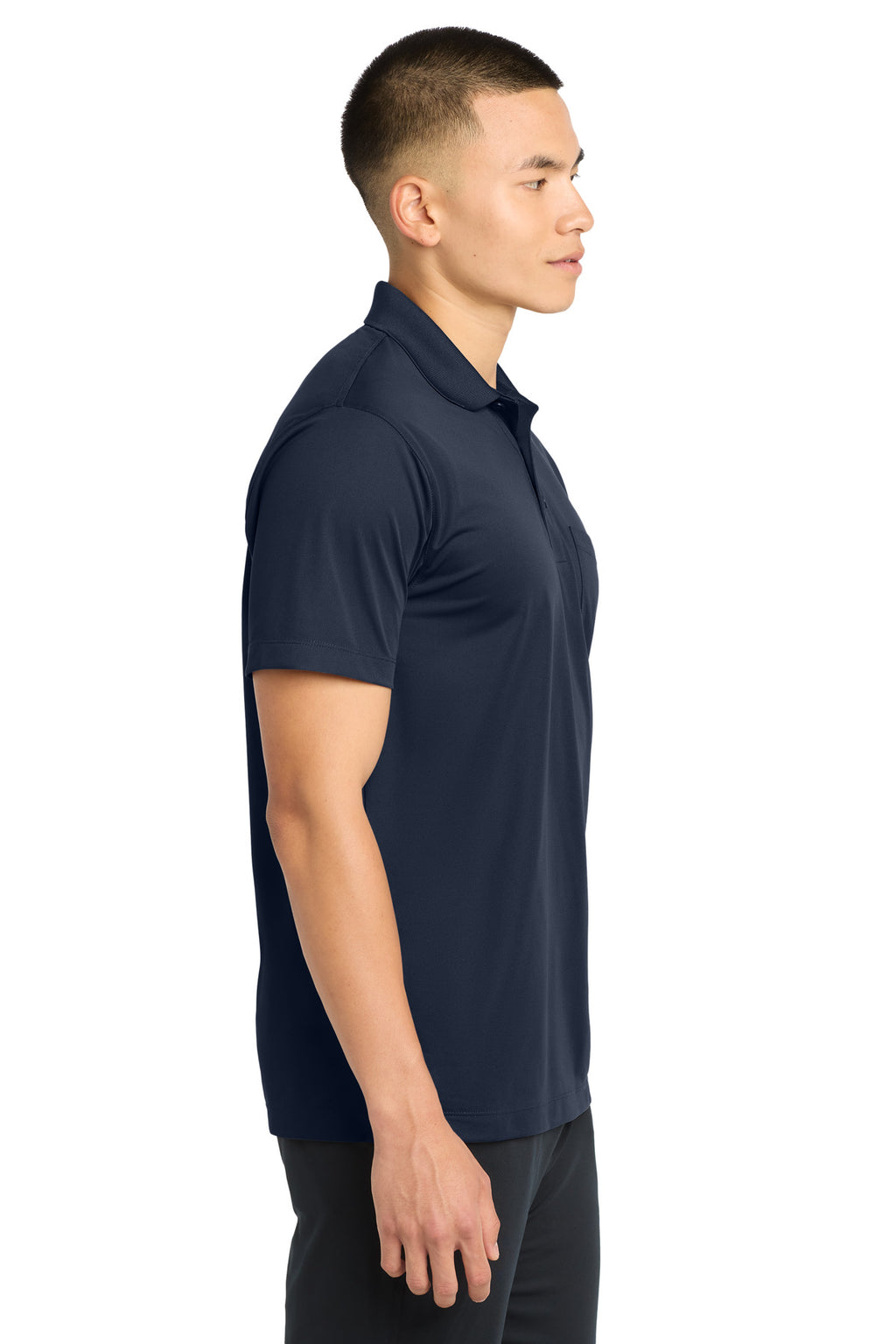 Sport-Tek Micropique Sport-Wick Pocket Polo. ST651 - True Navy - side